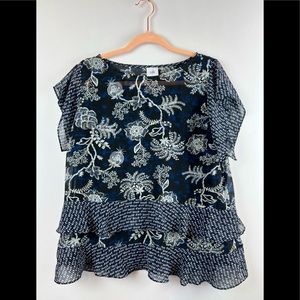 Cabi Blouse size Large Black & Blue